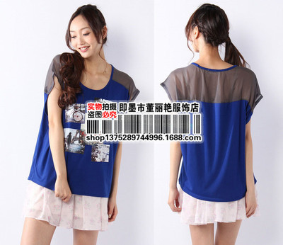 即墨市董麗艷服飾店批發(fā)外貿(mào)工廠尾單——女士雪紡拼接款短袖蝙蝠T恤全解析